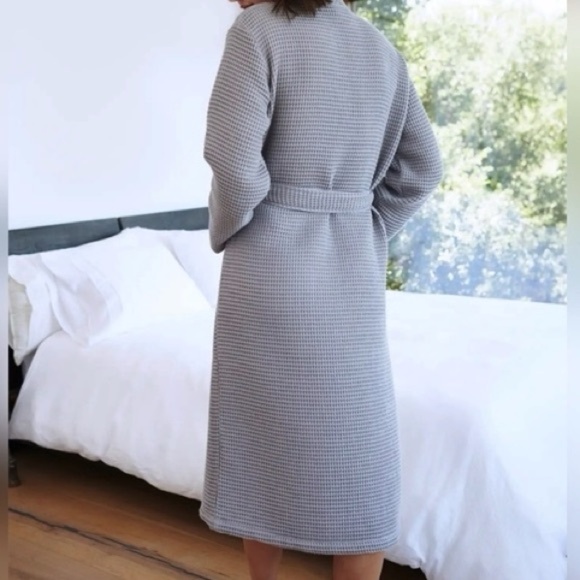 NWT Quince Organic Turkish Waffle Robe Grey Sz S - Picture 6 of 7